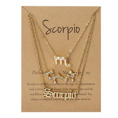 新品3pcs set Zodiac women necklace Personality new gift coup