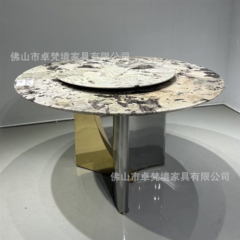 轻奢餐台脚奢石底座大理石餐台脚不锈钢极简餐桌架意式岩板桌腿