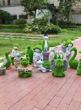 户外花园庭院植绒小动物造景雕塑露台幼儿园树脂可爱兔子装饰摆件