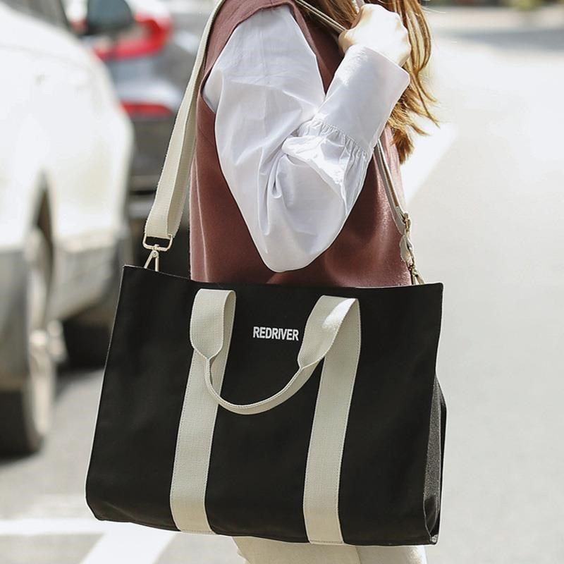 帆布包女单肩斜挎包日系大学生上课装书包帆布袋大容量百搭手提包