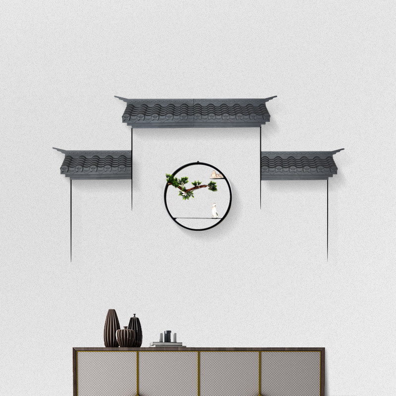 大号中式立体壁饰背景墙仿古墙面装饰挂件墙壁徽派马头墙屋檐墙饰