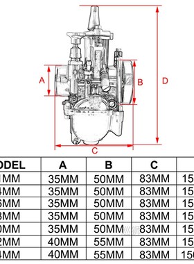 Motorcycle 21 24 26 28 30 32 34 mm Engine Part Carburetor Fo