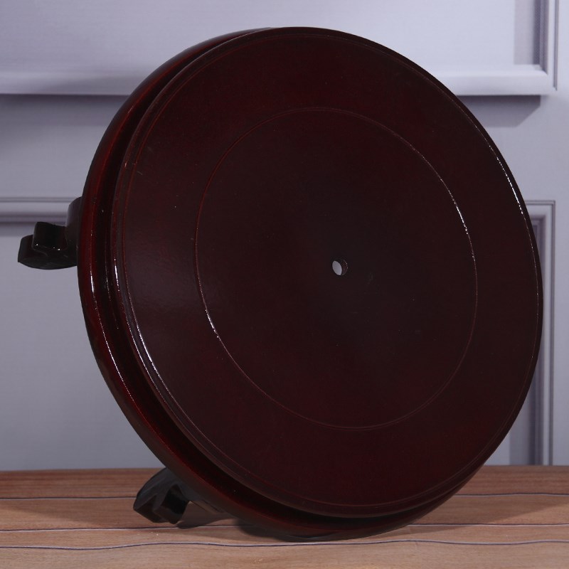 高脚圆形木质底座陶瓷储物罐花瓶盆景根雕茶壶鱼缸实木托架摆件