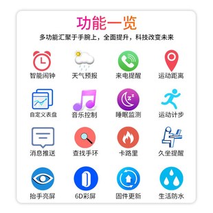 智能手环手表s多功能运动计步闹钟蓝牙健康监测情侣男 高配版