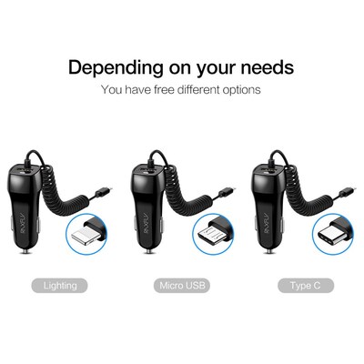 10W USB Car Charger Micor Cable Car Cigarette Lighter Charge