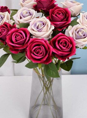 11PCS Romantic Rose Artificial Flower DIY Red White Silk Fak