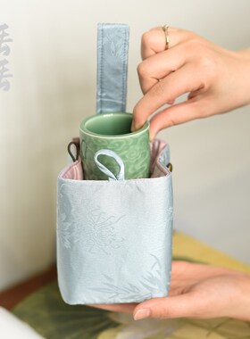加厚手提茶杯茶壶收纳布袋子旅行便携文玩手串珠宝首饰包装袋