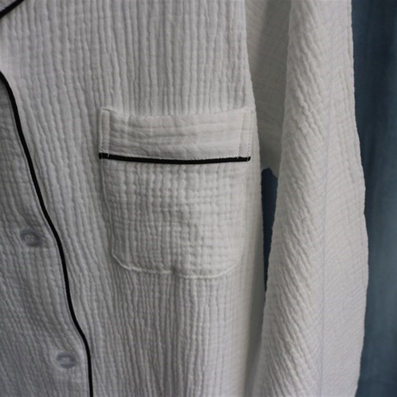 日系春夏女式全棉双层棉纱纱布长袖睡裙柔软绉纱简约纯色白色睡衣,女士内衣/男士内衣/家居服,睡衣/家居服套装,淘宝优惠券,粉丝福利购,淘宝优惠卷