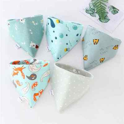 网红5pcs Baby Bibs Triangle Newborn Cotton Bibs Burb Saliva