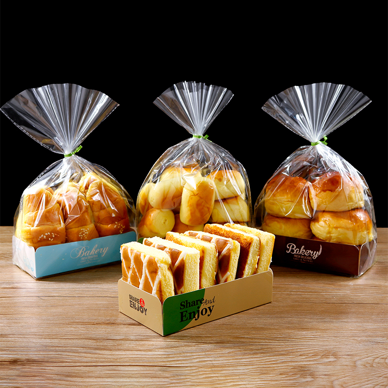 面包店小蛋糕6个装透明餐包袋烘焙包装面包袋纸托麻薯包装方形盒