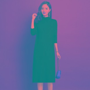 半高领毛衣裙针织连衣裙内搭秋冬女中长款过膝加厚打底长裙配大衣