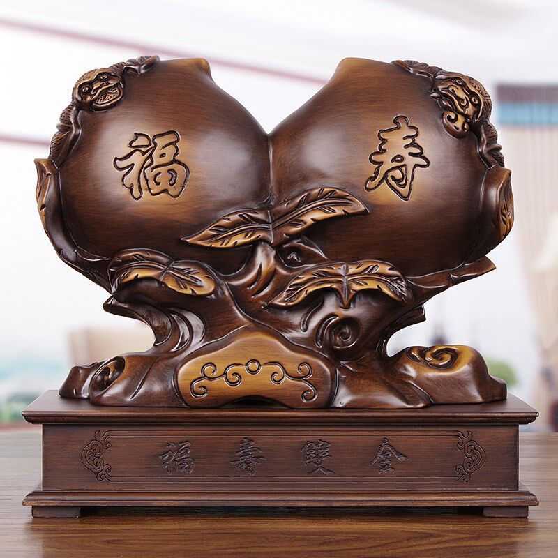 实木雕寿桃摆件送老人生日礼品贺寿礼物奶奶爷爷长辈过寿祝寿实用