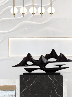 抽象雕塑工艺品新中式客厅玄关假山装G饰售楼处样板间落地陈设摆