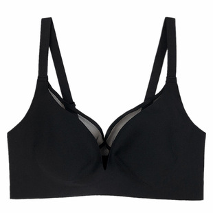 简约薄兔兔杯果冻条透气聚拢收副乳文胸大胸显小内衣无钢圈奶罩Q