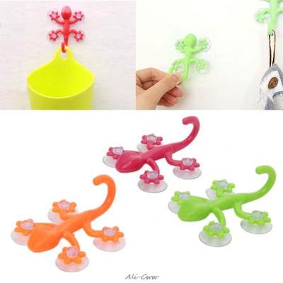 Gecko Powerful Plastic Four Suction CIups Hook Wall Hanger D