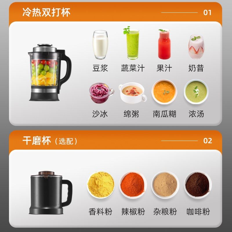 破壁机家用全自动小型豆浆机多功能新款静低音无渣料理榨汁机一体,厨房电器,破壁机,淘宝优惠券,粉丝福利购,淘宝优惠卷