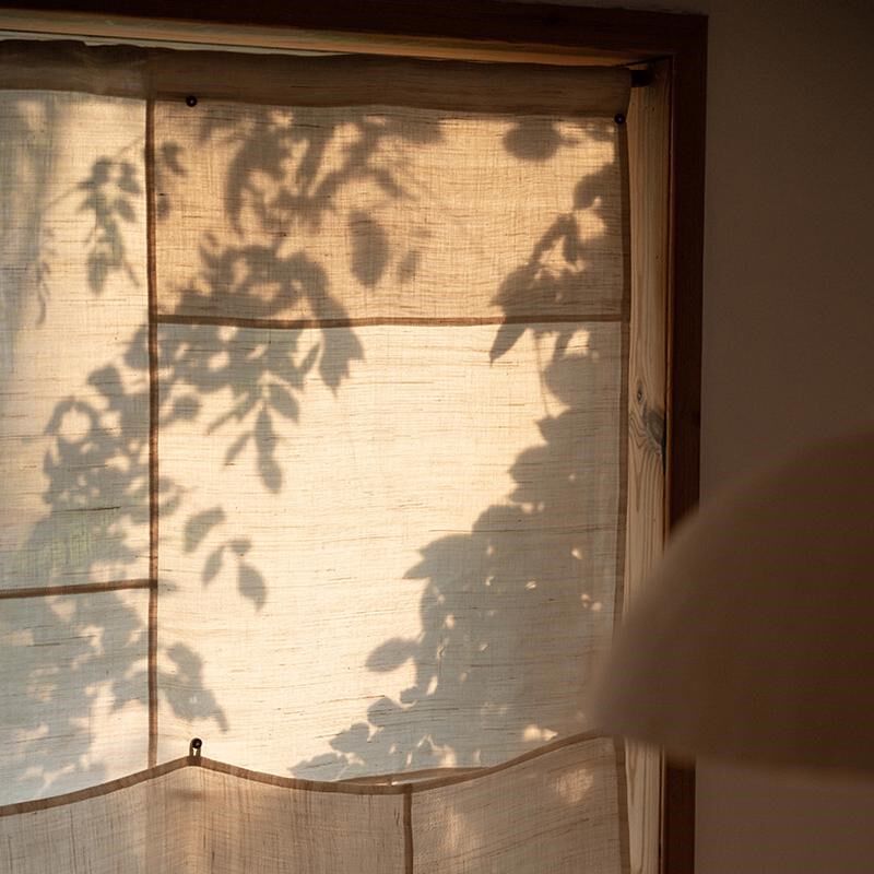 闲云夏布丨日式门帘半帘透光拼布茶室窗帘挂帘遮挡隔断帘子可定制