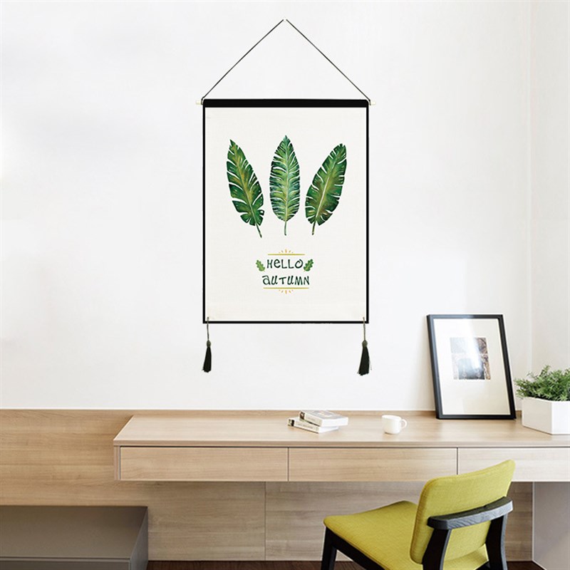 小清新北欧植物挂画布艺挂饰粗麻装饰画电表箱装饰氛围感挂帘图片