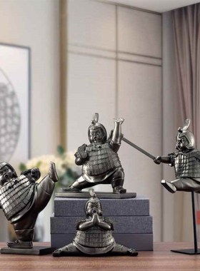 【折扣】新中式家居饰品秦兵马俑摆件桌面工艺品书柜书架装饰品办