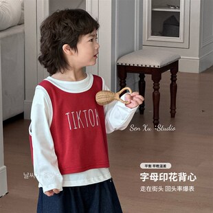 森许男童套装2025新款春装儿童韩版休闲洋气宝宝两件套潮酷帅气