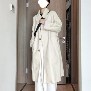 白色风衣外套女中长款2024春秋新款韩版休闲宽松小个子流行大衣
