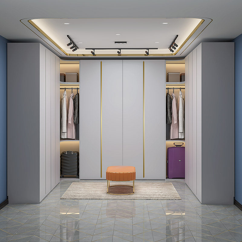 转角衣柜家用卧室轻奢衣帽间组合柜步入式l型一门到顶木质大衣橱