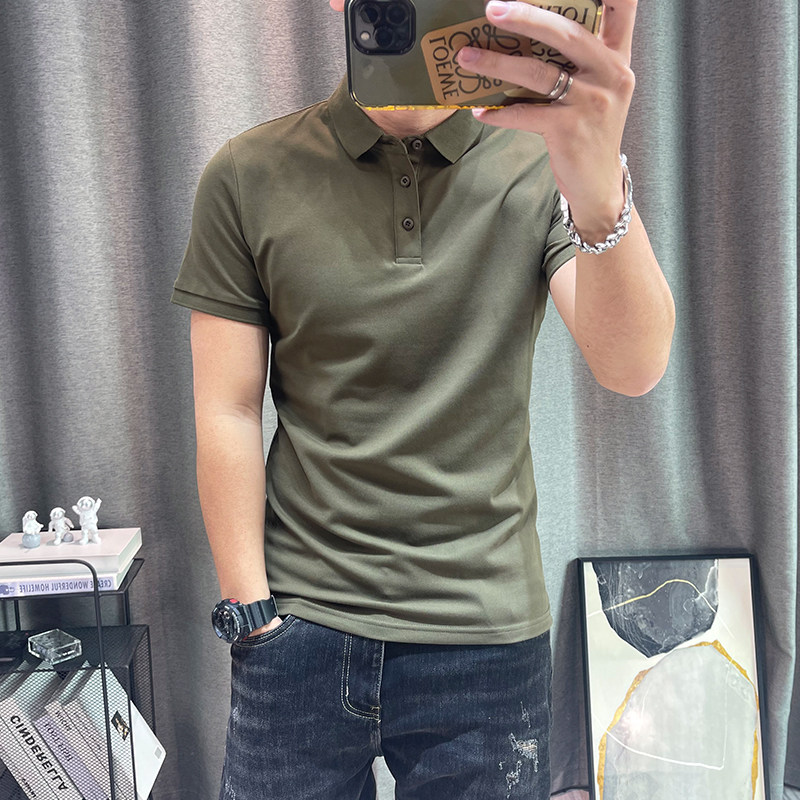 潮牌纯色短袖polo衫男夏季净版男士简约半袖翻领上衣保罗衫衣服潮