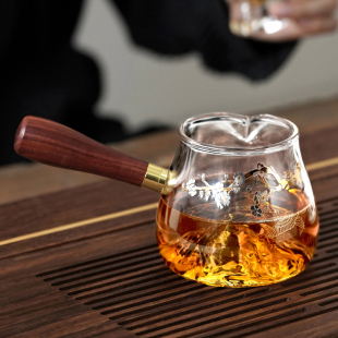 公杯茶漏加厚茶 侧把公道杯玻璃高端分茶器功夫茶具D茶滤一体套装