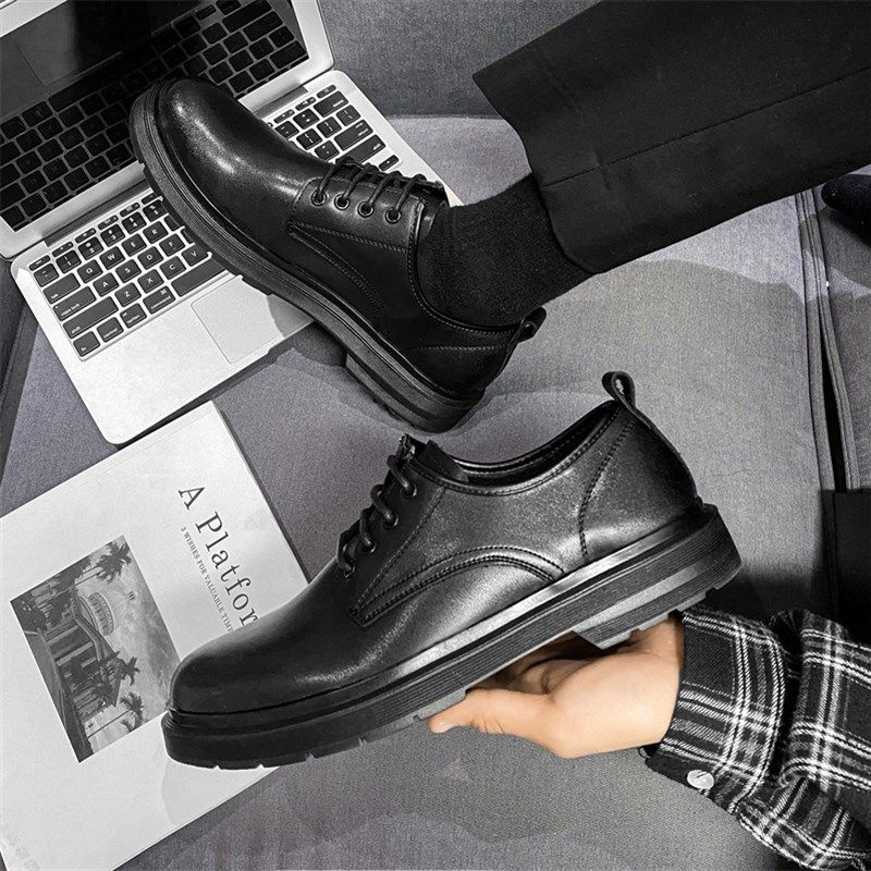 男生大头皮鞋青少年纯黑色中学生表演钢琴演出小皮鞋增高男鞋子38,流行男鞋,正装皮鞋,淘宝优惠券,粉丝福利购,淘宝优惠卷