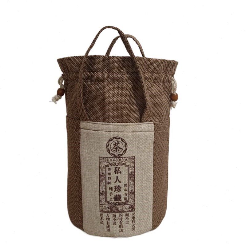 加厚麻布便捷紫砂罐存茶手提束口C布袋七饼紫砂缸茶叶储藏收纳布