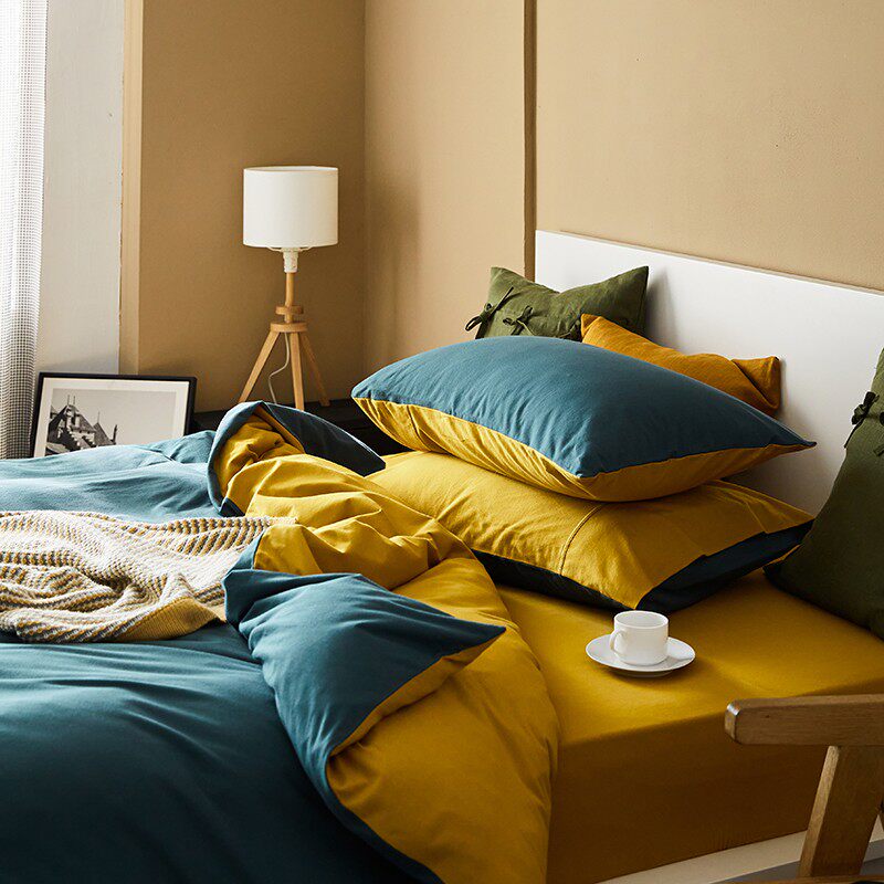 A类全棉日式天竺棉四件套纯棉针织棉裸睡超柔全棉被套罩床笠4件套