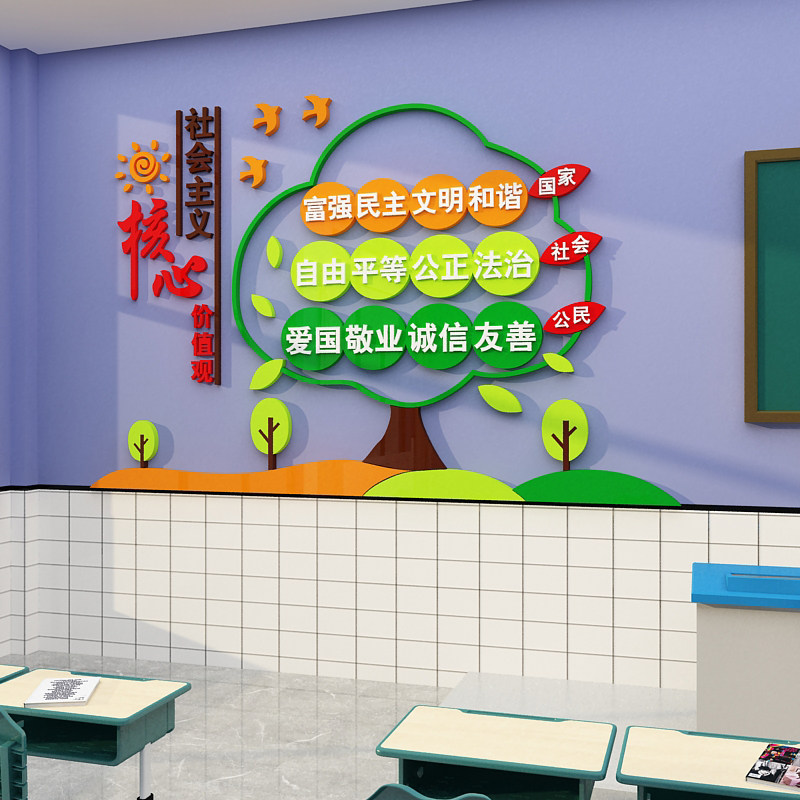 社会主义核心价值观墙贴文化环创主题标牌幼儿园环境布置材料