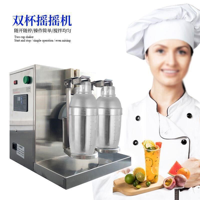 奶茶摇摇机不锈钢双头珍珠摇摇机奶茶店设备摇匀机雪克摇杯机
