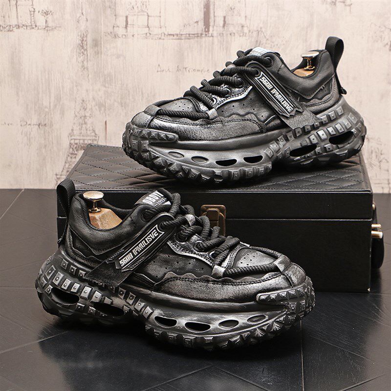 老爹鞋男士擦色皮做旧款时尚男鞋子小众2024新款潮流韩版男脏脏鞋,流行男鞋,老爹鞋,淘宝优惠券,粉丝福利购,淘宝优惠卷