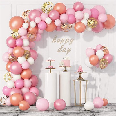 Macaron Pink Balloon Garland Arch Kit Happy Birthday Party D