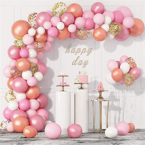 Macaron Pink Balloon Garland Arch Kit Happy Birthday Party D