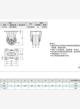 JCA-75/65/50/40低重心重载尼龙CGK脚轮CGL01-D75重载D63-NP/NM
