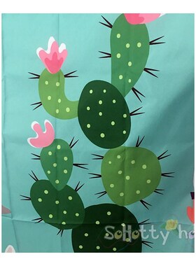 Shower-Curtain Bathing Hooks Cactus Green Waterproof Color C