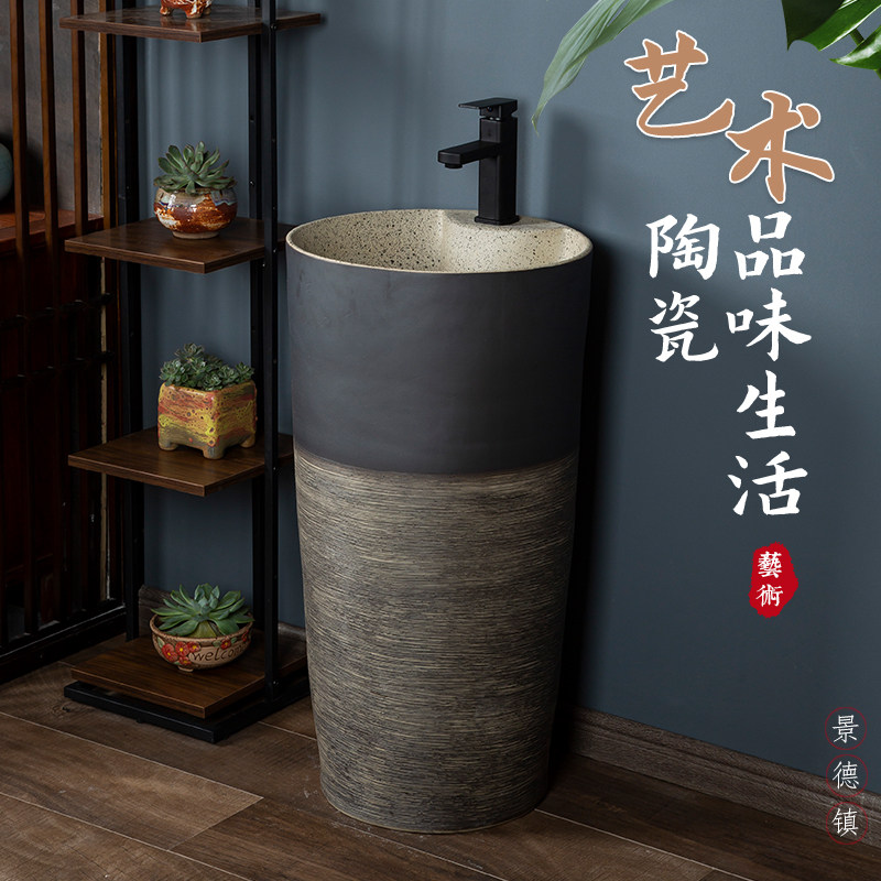 陶瓷立柱盆一体落地式洗手盆立柱式洗脸盆阳台室外洗手台户外水池