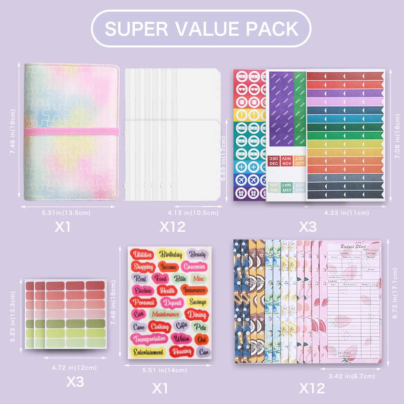 新品Creative macaroon budget binder money saving cash organi 文具电教/文化用品/商务用品 笔记本/记事本 原图主图