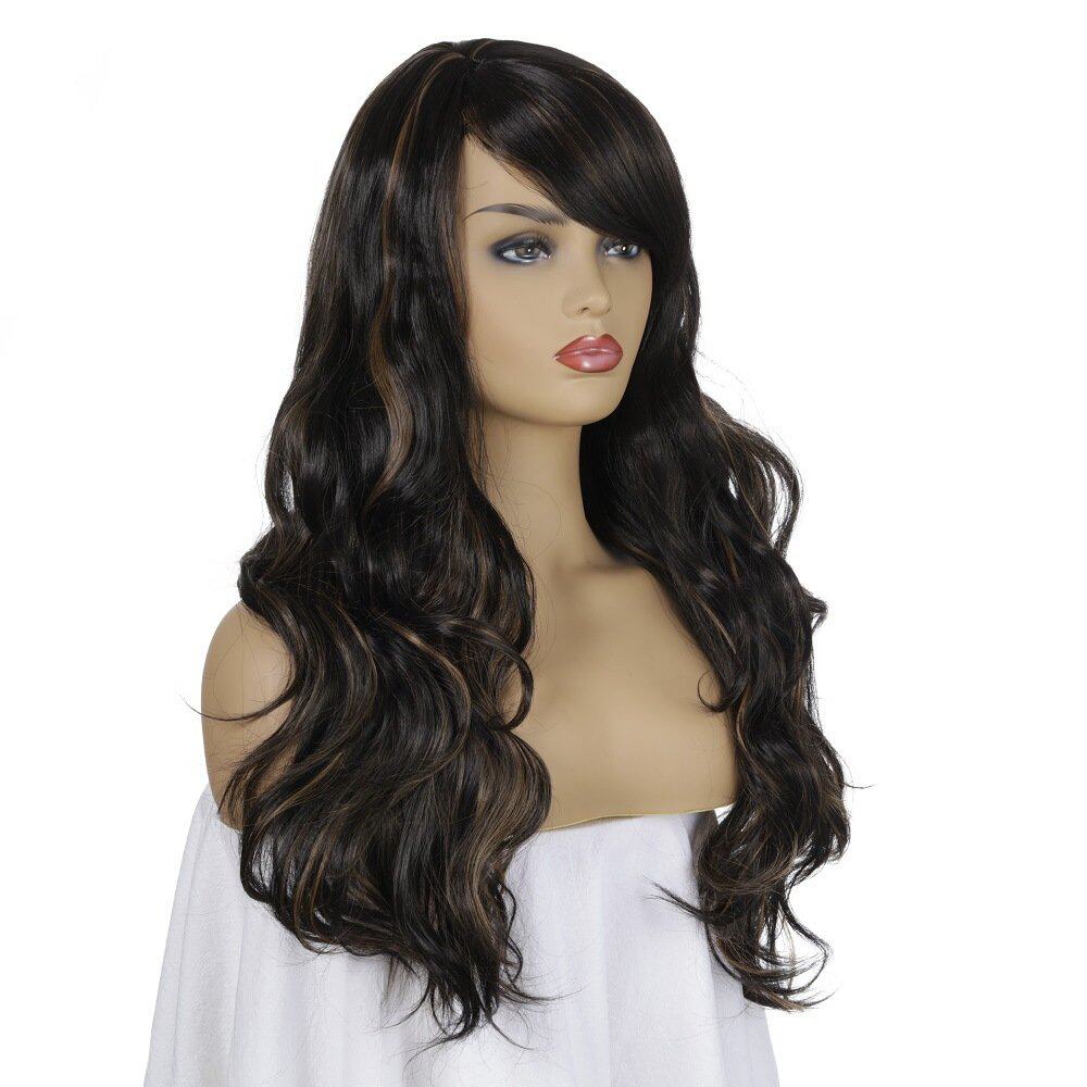 厂家front lace hair wigs womxen black wig realistic long cur