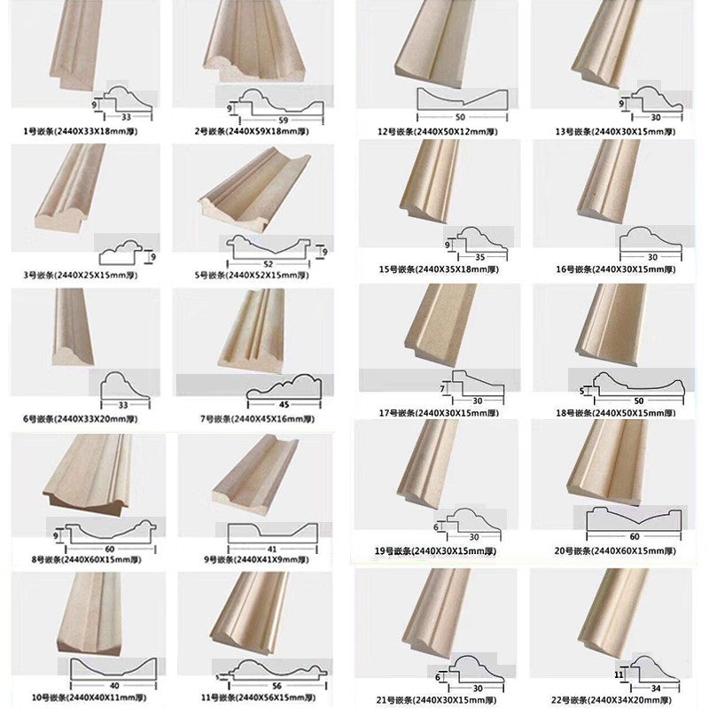 高密度板免漆吸塑小外压内挂装饰扣线条收边框衣橱柜平开门套造型