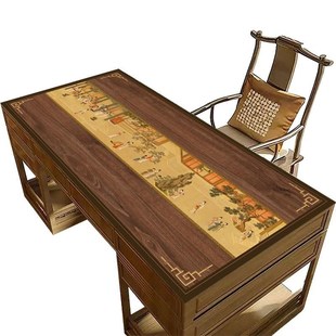 新中式书桌桌布十大名画PVC防水桌布中国风茶几鞋V柜书桌餐桌垫布