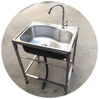 推荐新款厨房简易不锈钢水槽单槽洗菜盆洗碗池带落地支架子加厚单