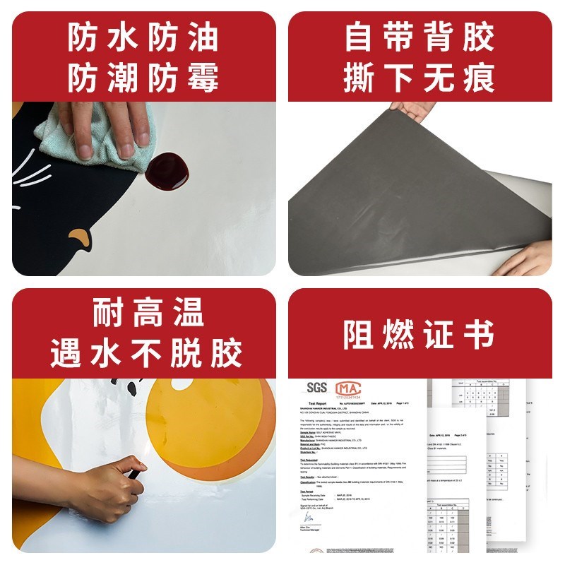 厨房防油贴纸自粘l防水防污灶台A墙贴耐高温墙面遮丑小猫咪装饰新