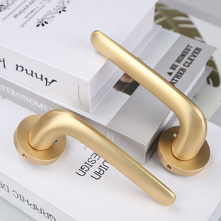 金色分体门锁家用通用型门把手室内锁具I卧室房门木门房间磁吸静