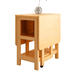 折叠餐桌家用小户型实木简约长方形靠墙写作业书桌多功能吃饭桌子