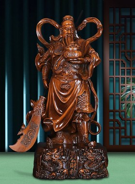 横刀关二爷九龙关公像摆件武财神供奉神像关羽办公室招财开业礼品
