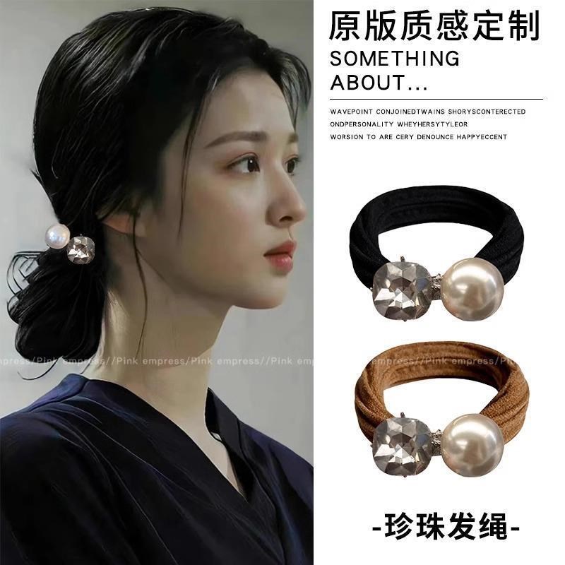 2024年新款发绳m女扎头发头绳高级感珍珠发圈气质低马尾皮筋头饰