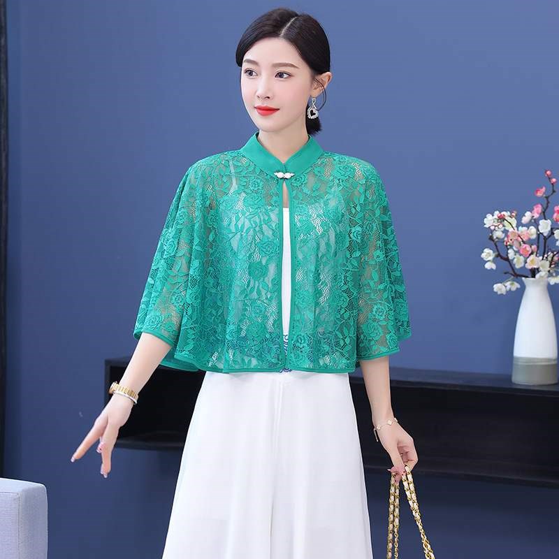 新款蕾丝小披肩外搭夏季配裙子气质高级感妈妈斗篷旗袍开衫女ins